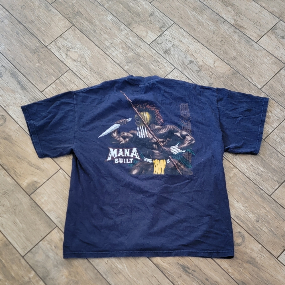 VINTAGE Mana Built Hawaiian T-Shirt Mens XL Blue  90s FADED WORN NO RIPS